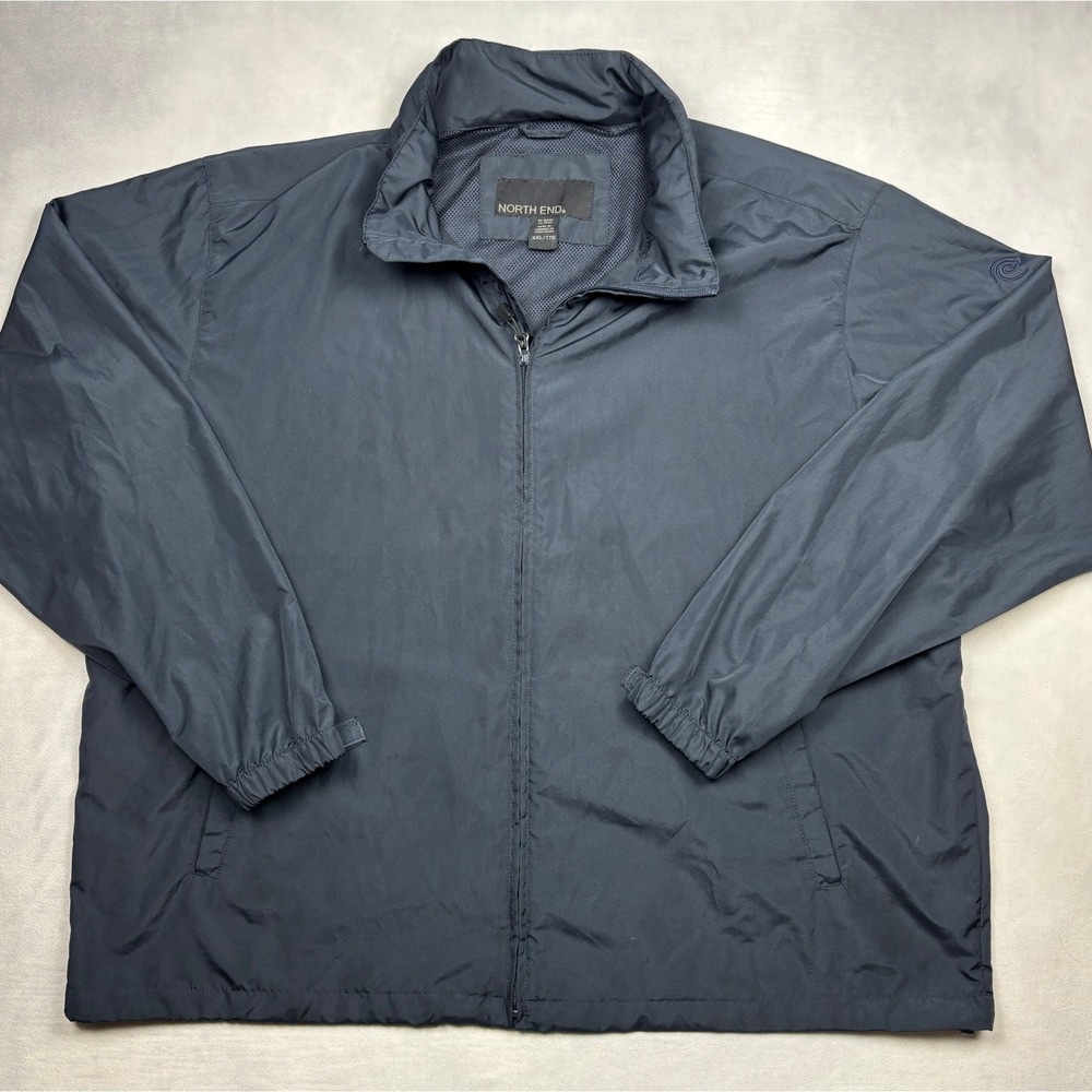 North End Mens XXL Navy Blue Full Zip Windbreaker Jacket Mesh Lined 88083